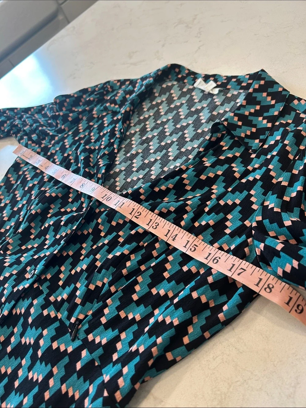 Seraphine Geometric Print Teal and Black Long Sleeve Nursing Post Natal‎ Dress 4